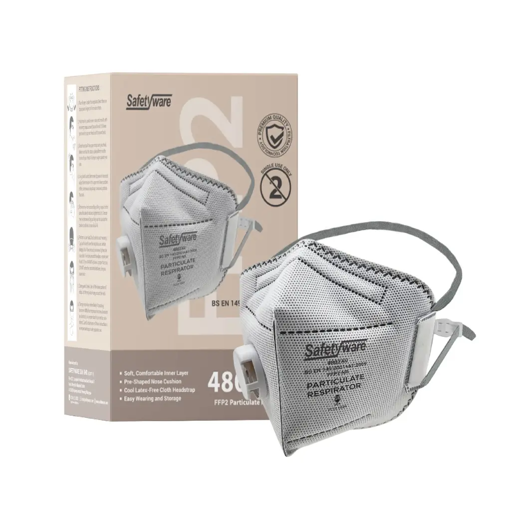 [4802AV] SAFETYWARE FFP2 Vertical Fold-Flat OV/AG Particulate Respirator /w Valve 