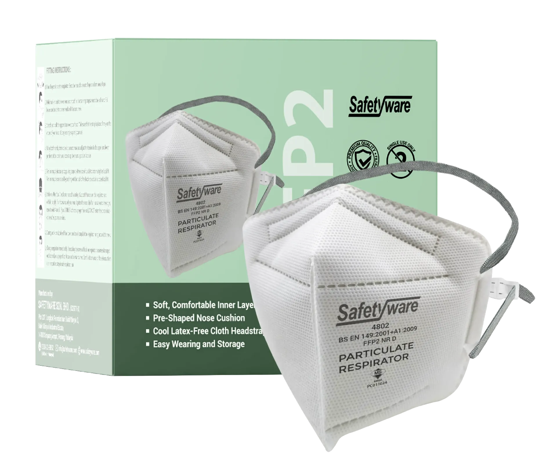 [4802] SAFETYWARE FFP2 Vertical Fold-Flat Particulate Respirator