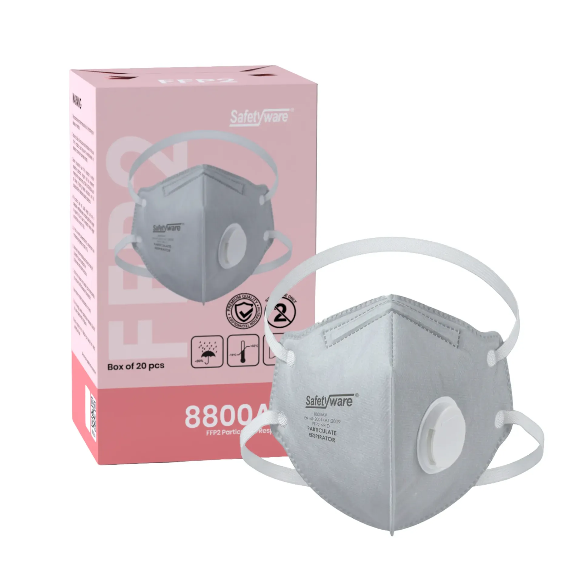 SAFETYWARE 8800AV Foldable FFP2 OV Particulate Respirator w Valve