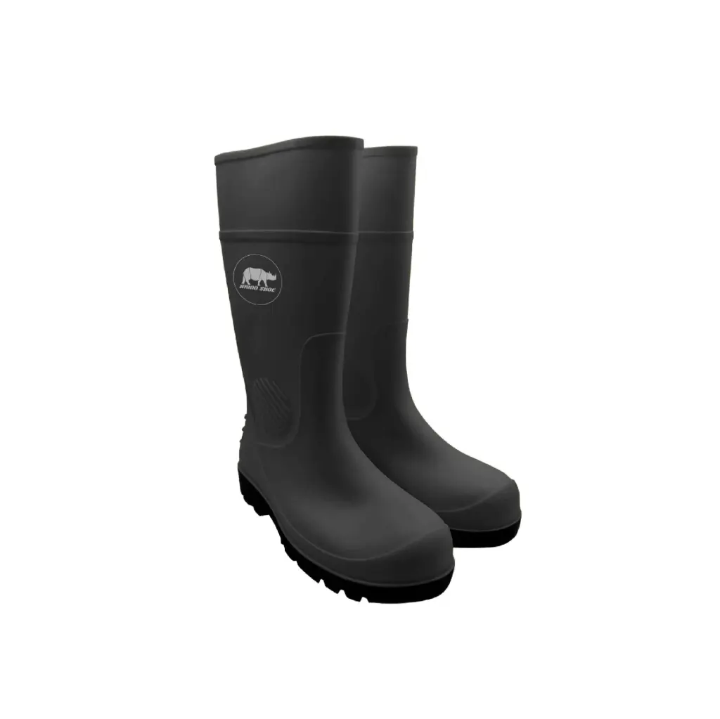 RHINO SHOE ซีรีส์ ValueMax รุ่น WB300-SBP รองเท้าเซฟตตี้ ทรงบูทวัสดุPVC  เสริมหัวเหล็กและแผ่นรองรองเท้าด้านในเหล็ก
